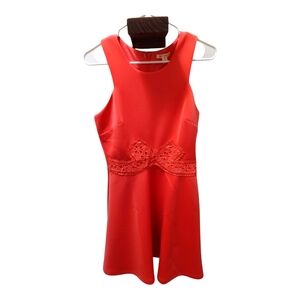 Dark Orange/pink toned Sleeveless Dress with Lace Detail